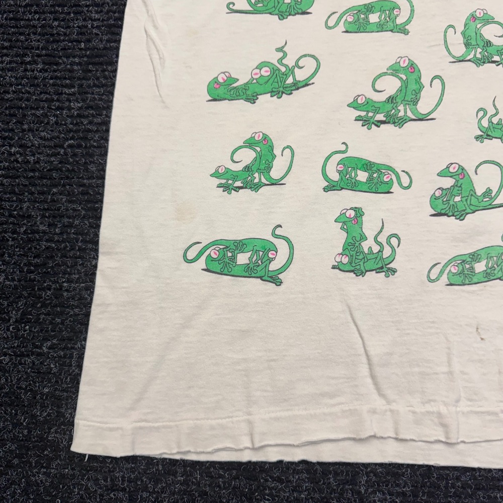 Vintage 90s Pensacola Beach Lizard T-Shirt Nixon Did This Single Stitch White L - Picture 13 of 16